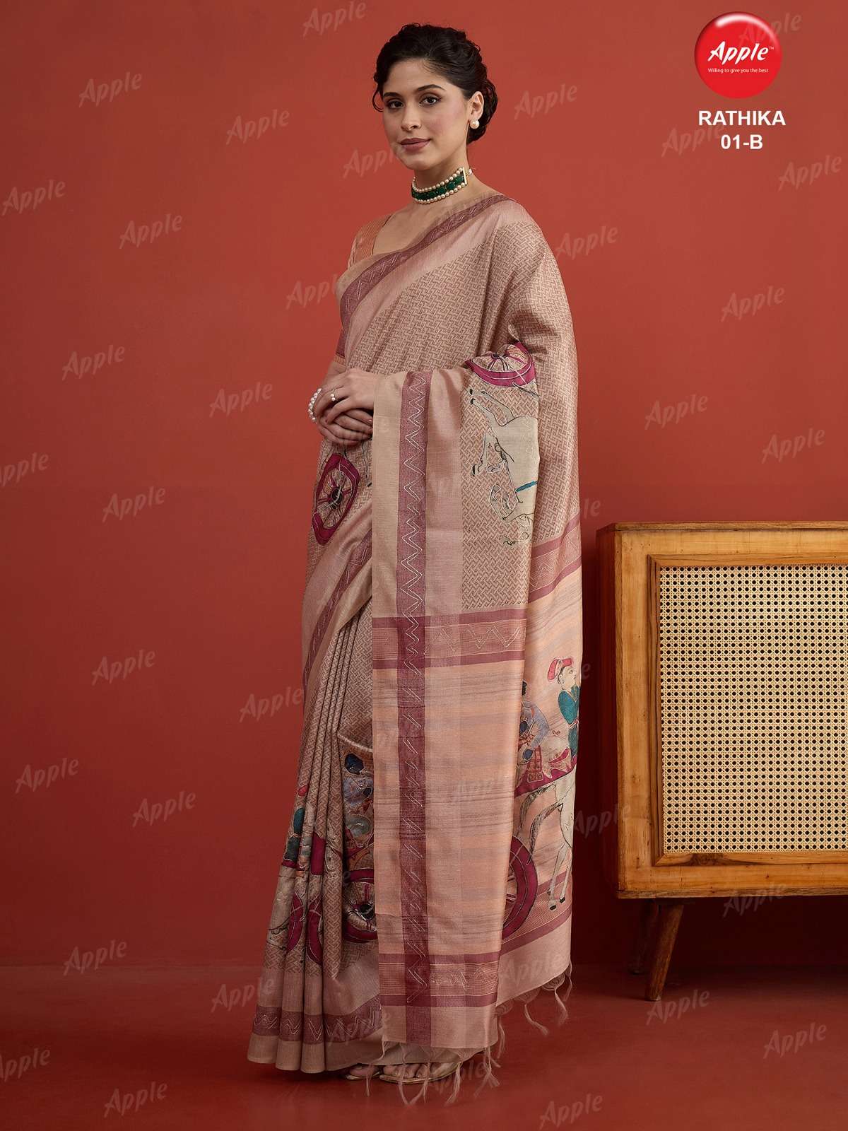 APPLE RATHIKA 1 ART SILK FABRIC WITH HERITAGE ART WORK ON SAREE WHOLESALE IN SURAT 